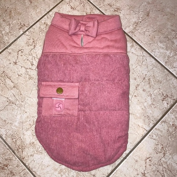 Pink Dog Vest / Coat with Bow - Picture 2 of 9